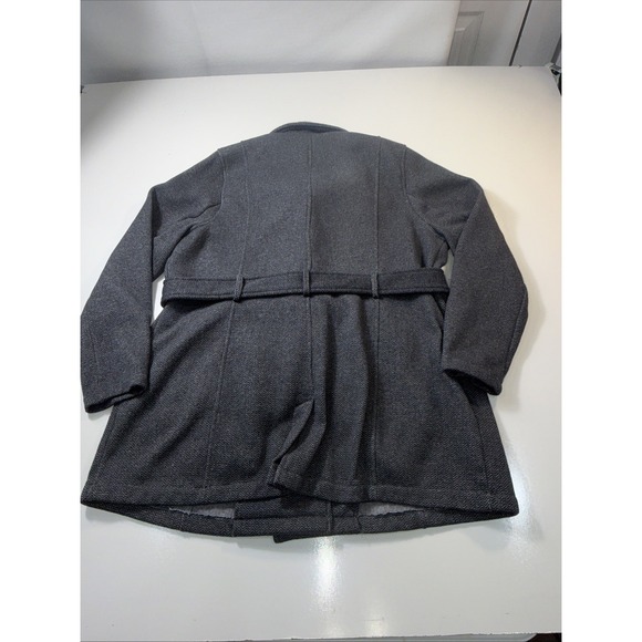 Torrid 2 Gray Bouckle Belted Double Breasted Pea Coat Classic‎ Career Minimalist - Picture 14 of 14